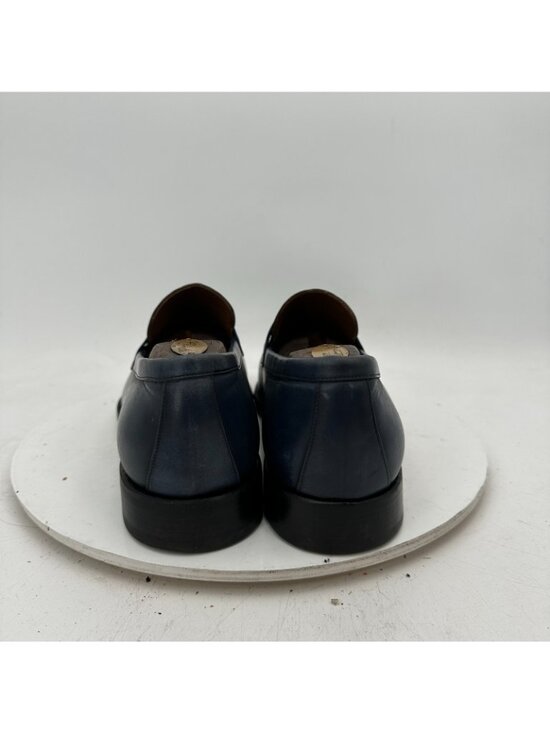 Corneliani Men Size 10 Blue Leather Pull On Penny Loafer Dress Shoes main image 8